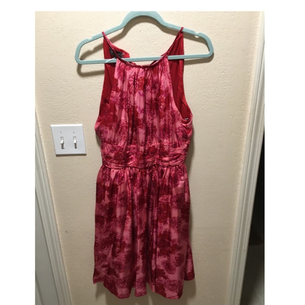 Kristina Davis Red Pink Floral Print Dress
